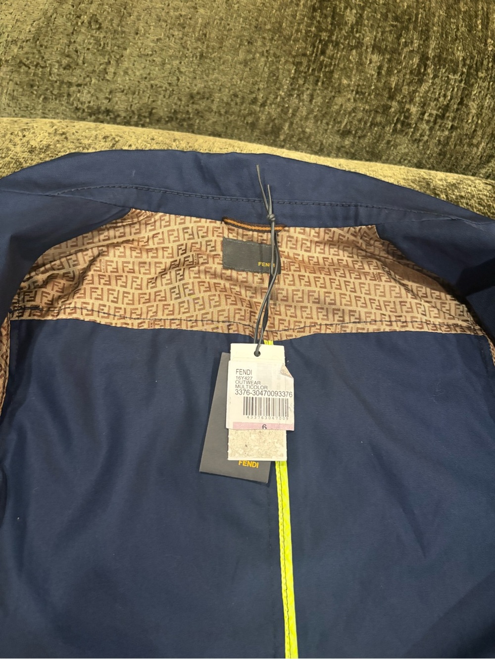 NWT Fendi Girls Navy Blue Double Breasted Jacket With FENDI logo On Trim 6A - Picture 6 of 13